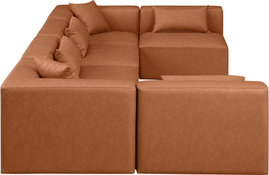 Cube - 6 Piece Modular Armless Sectional - Cognac