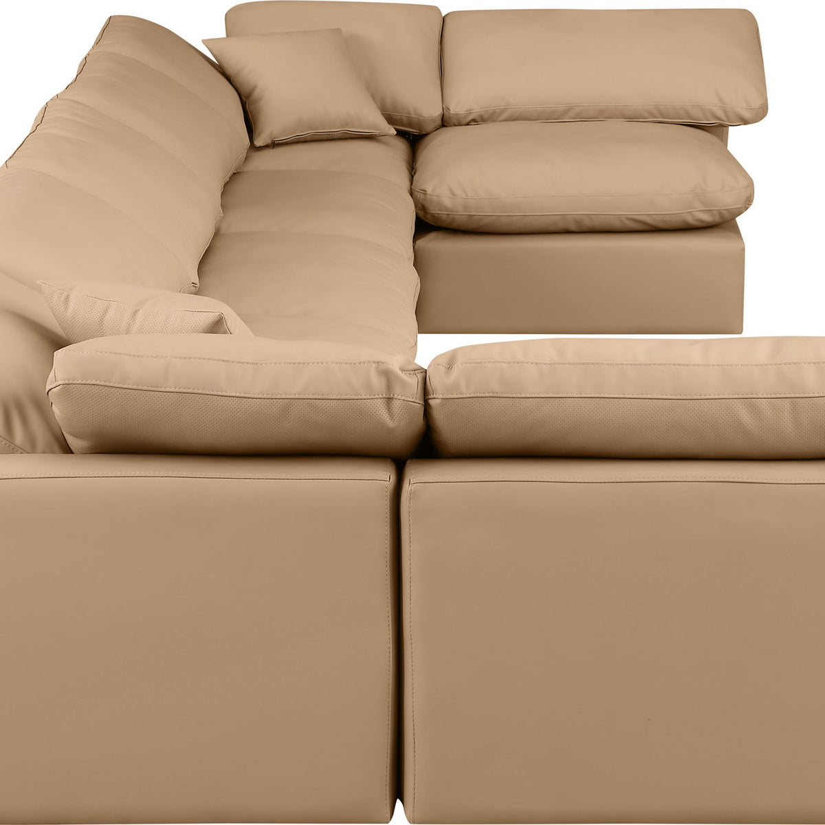 Indulge - Faux Leather 7 Piece Modular U-Shaped Sectional - Tan
