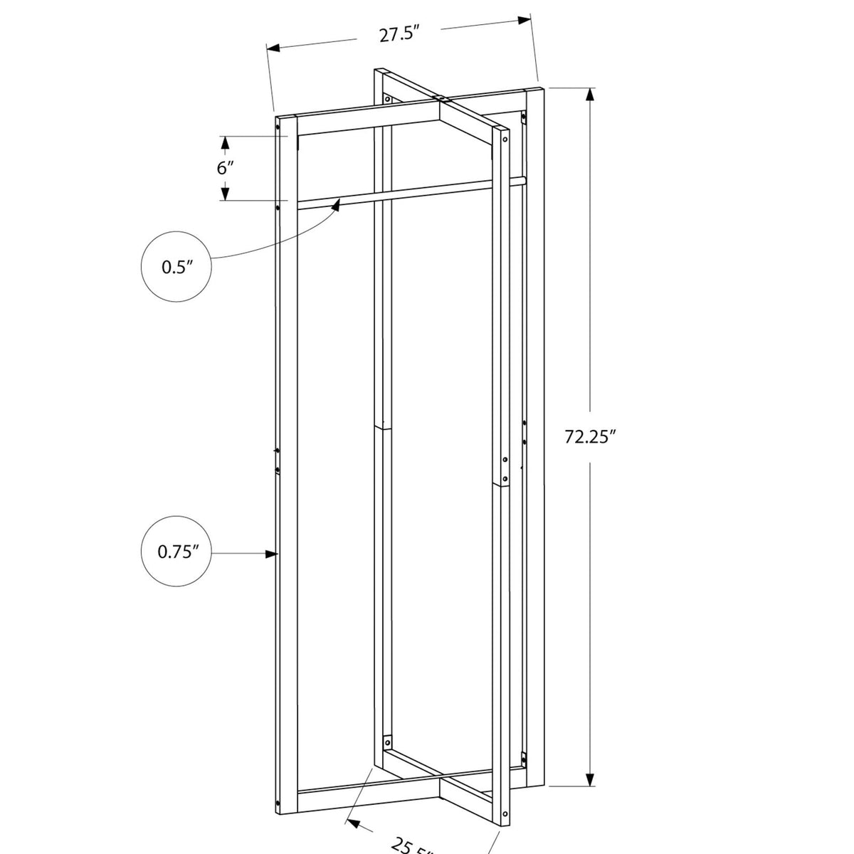Coat Rack, Hall Tree, Free Standing, Hanging Bar, Entryway, For Contemporary & Modern - White