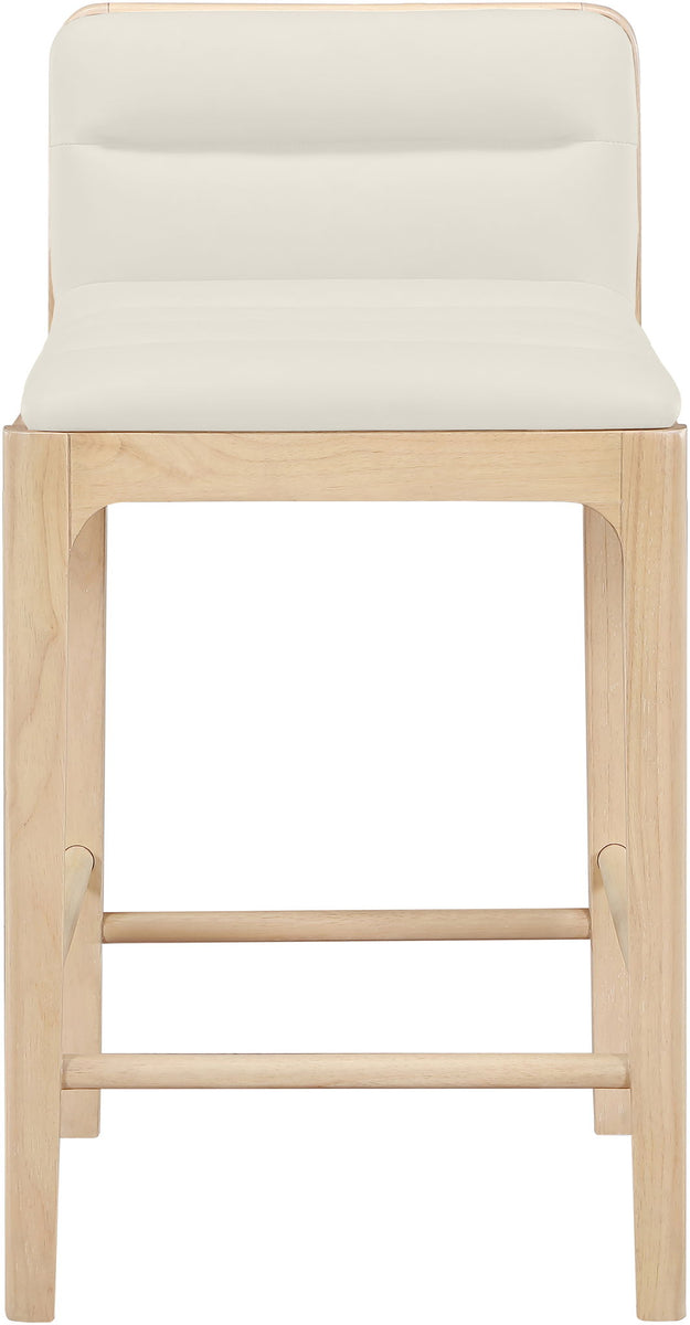 Ellis - Vegan Leather Upholstered Counter Stool (Set of 2) - Natural Base