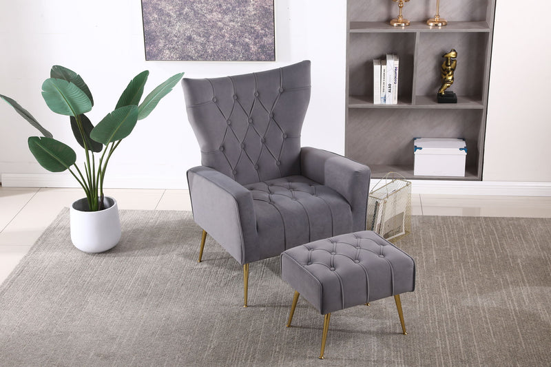 Modern Accent Chair With Ottoman, Comfy Armchair For Living Room