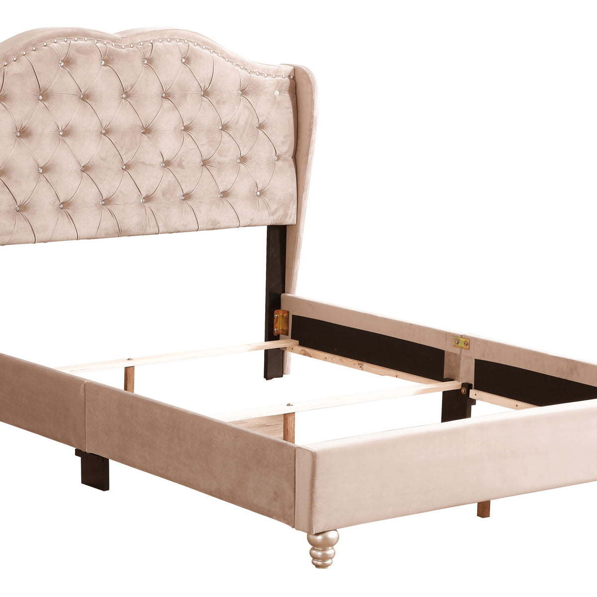 Upholstered Velvet Bed Transitional