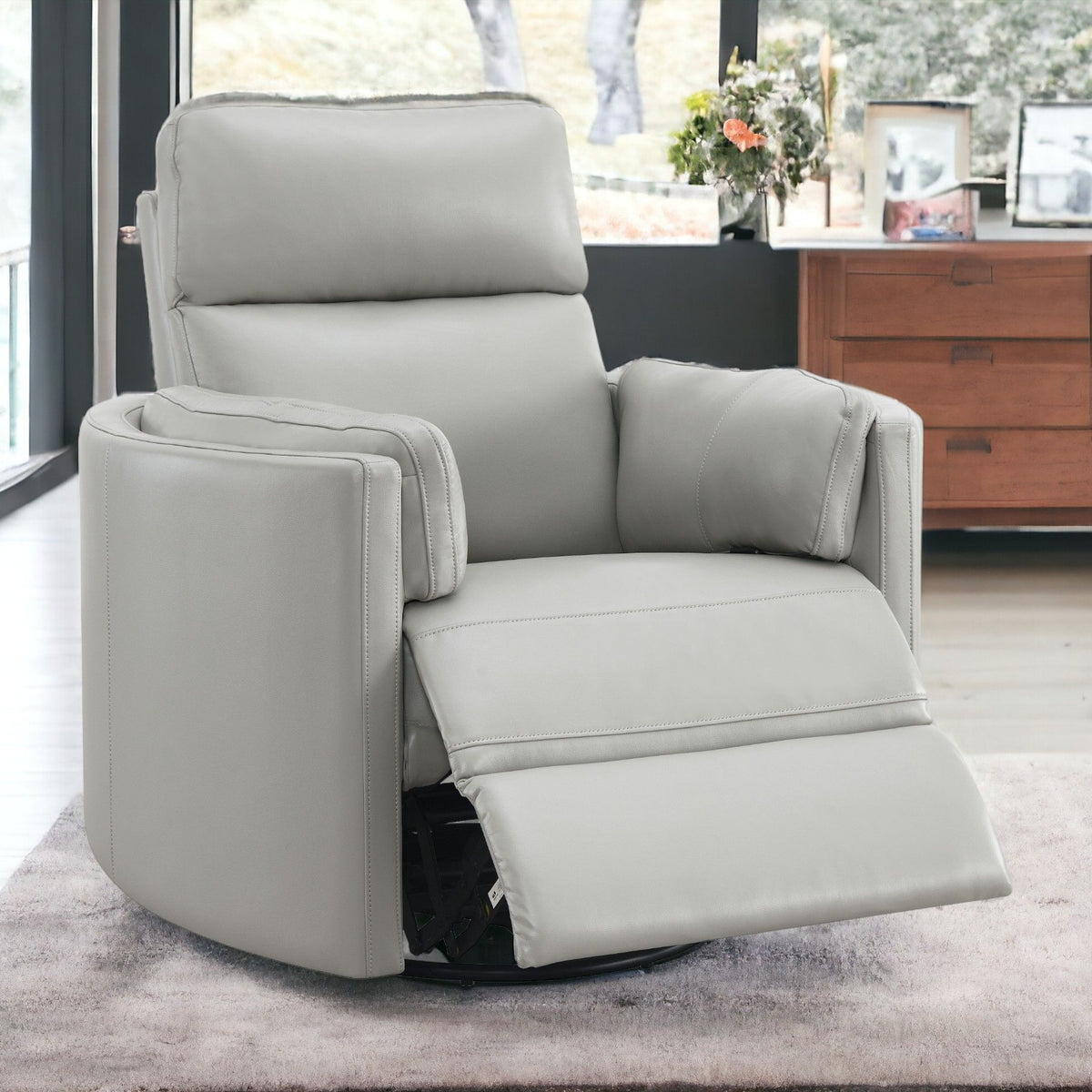 Sagen - Chenille Glider Recliner With Swivel