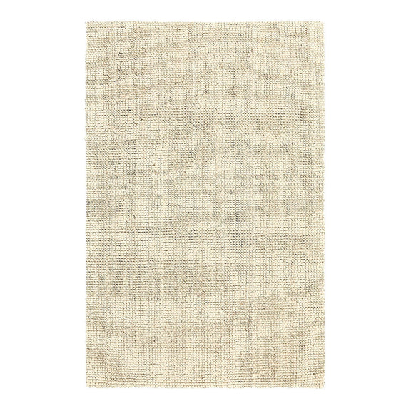 Cream chunky loop rug with dense textured pile, flat woven appearance