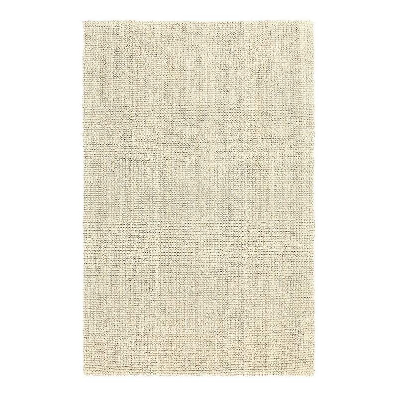 Cream chunky loop rug with dense textured pile, flat woven appearance