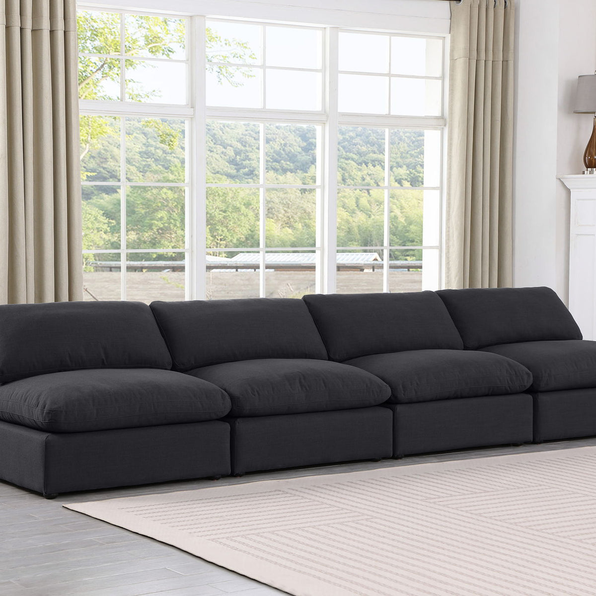 Comfy - Linen Modular Armless Sofa 4 Seats