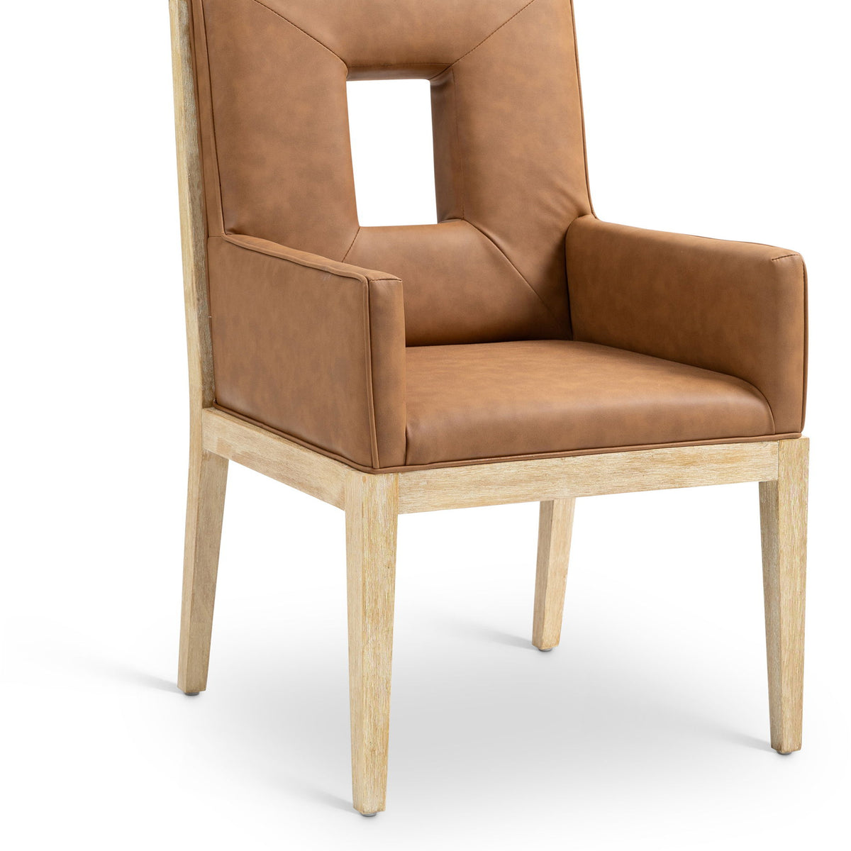 Gwendolyn - Faux Leather Dining Arm Chair With Natural Frame