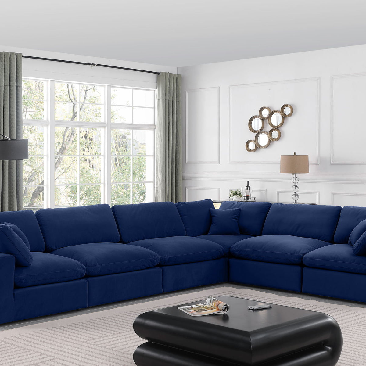 Comfy - 6 Piece Velvet Modular Corner Sectional