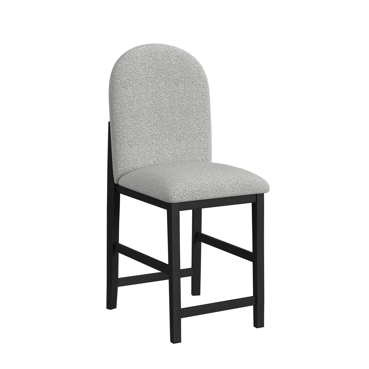 Portland - Round Back Barstool With Fabric (Set of 2) - Gray / Black