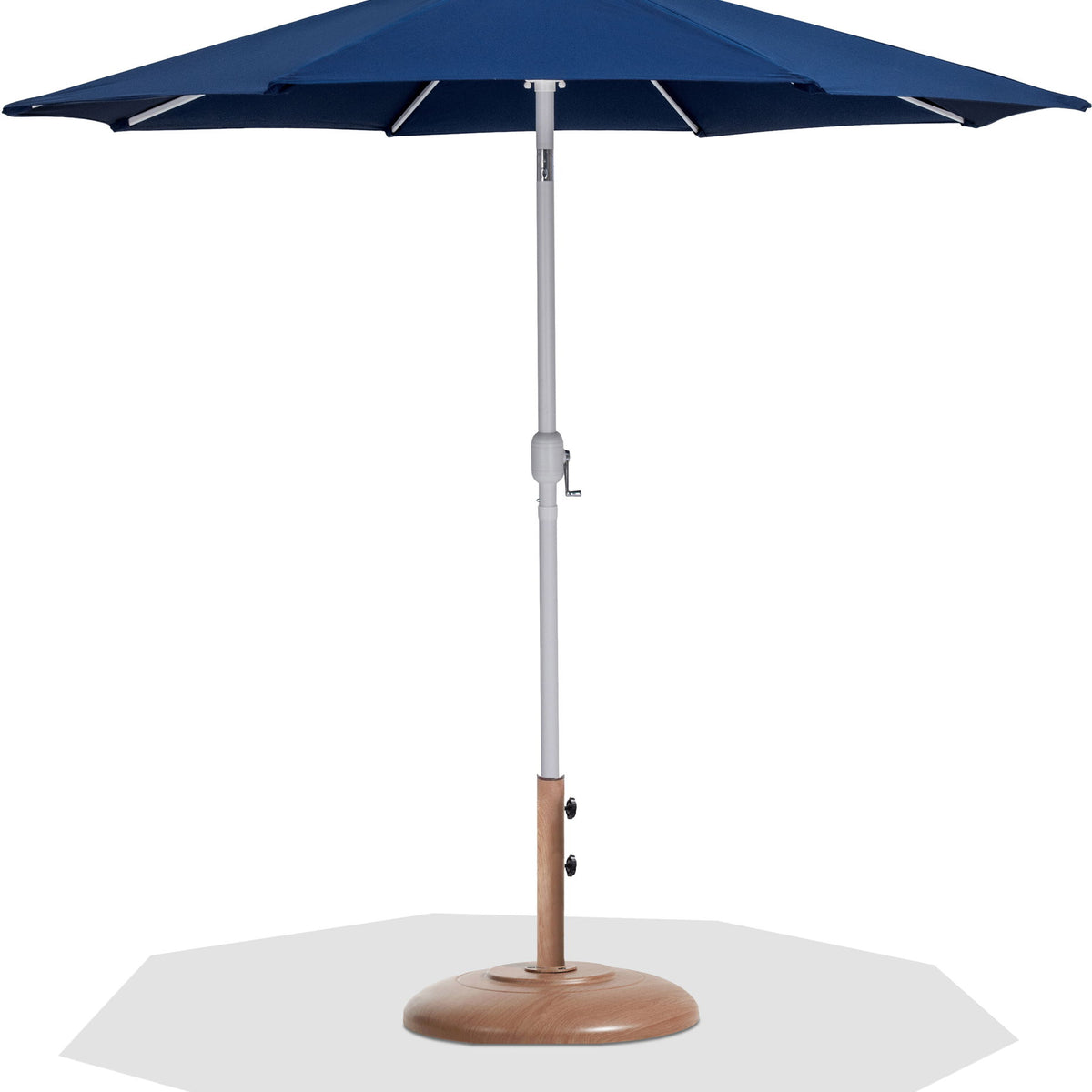 Fiji - Aluminum Patio Umbrella With Round Teak And White Base