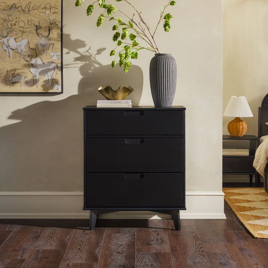 Mid Century Modern 3 Drawer Dresser - Black