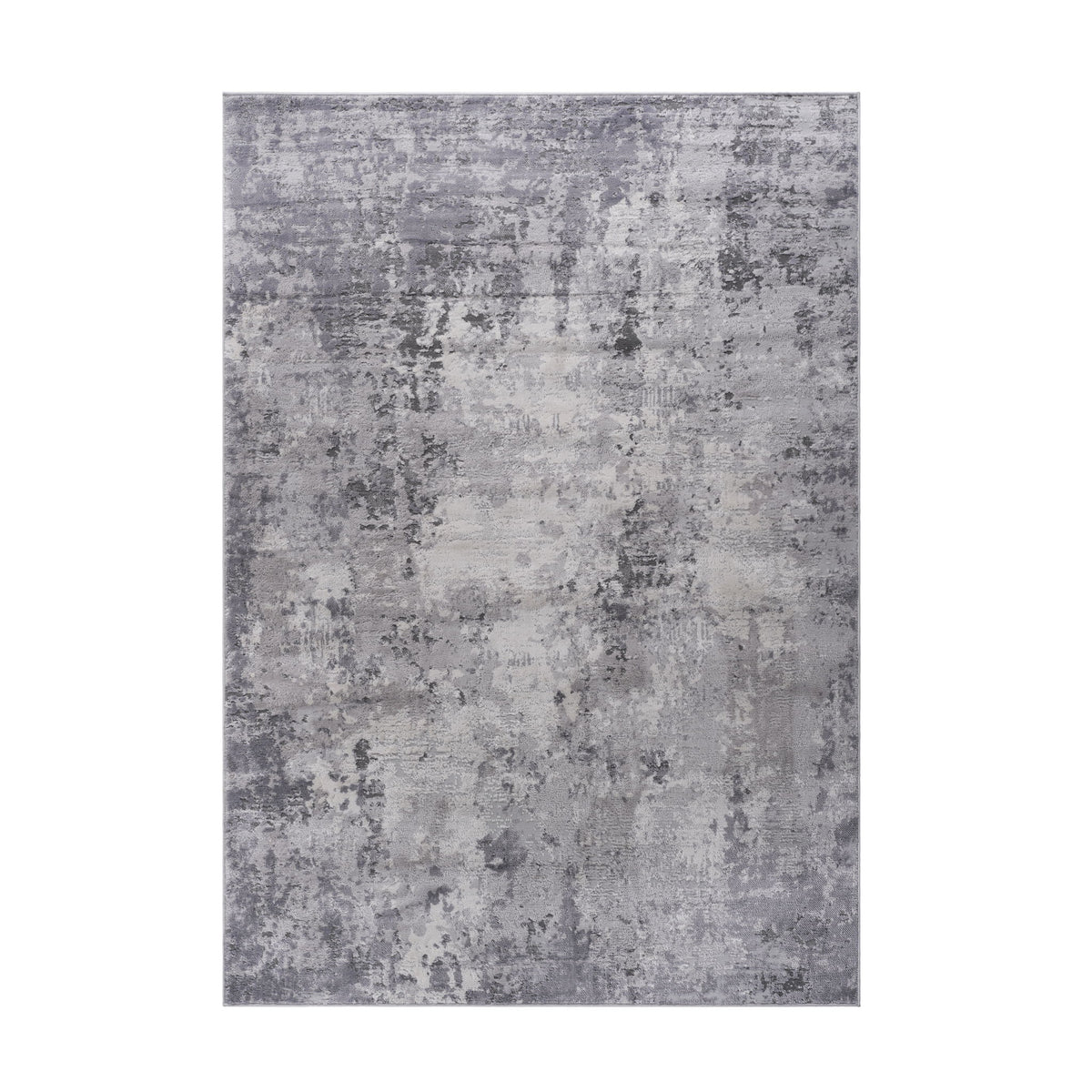 Light gray abstract area rug with textured distressed finish, square/rectangular view