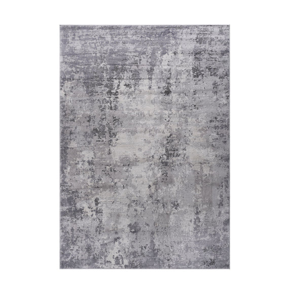 Light gray abstract area rug with textured distressed finish, square/rectangular view