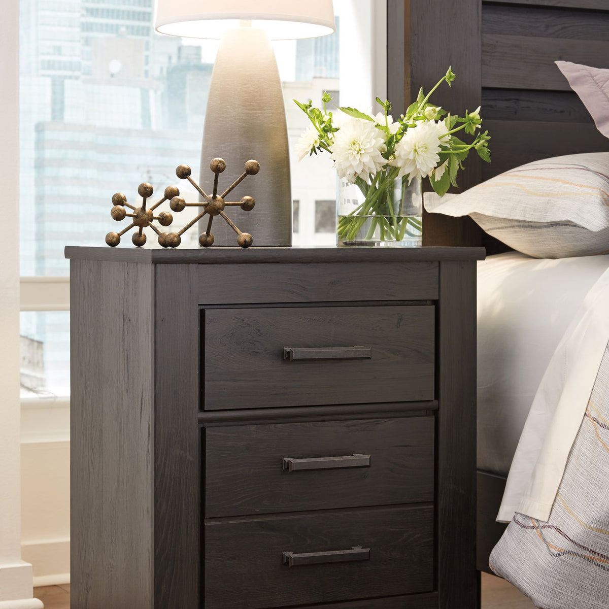 Brinxton - Two Drawer Night Stand - Charcoal