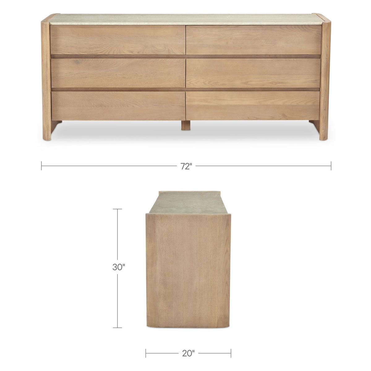 Lane - 6 Drawer Dresser - Natural