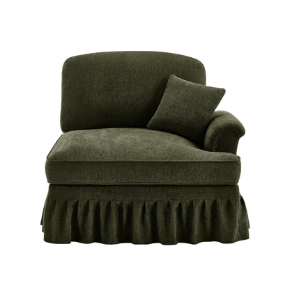 Right-Facing Chenille Sofa - Green Chenille