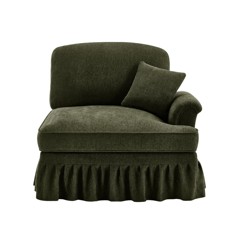 Right-Facing Chenille Sofa - Green Chenille