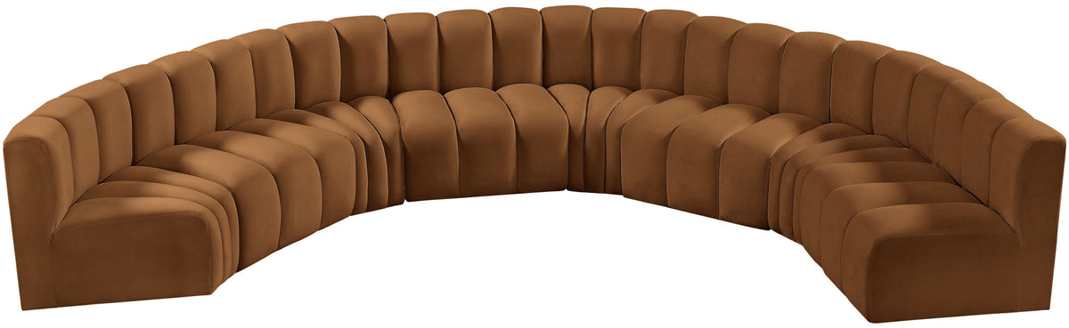 Arc - Velvet 8 Piece U-Shaped Modular Sofa - Saddle