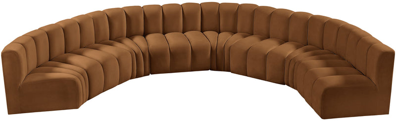 Arc - Velvet 8 Piece U-Shaped Modular Sofa - Saddle