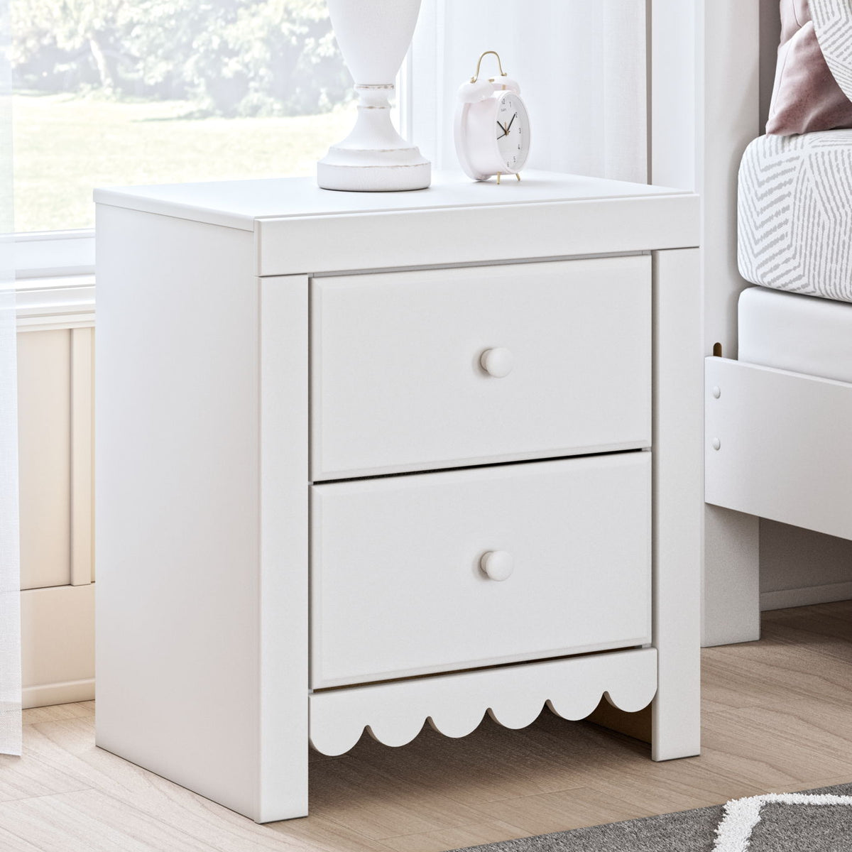 Mollviney - Two Drawer Night Stand - White
