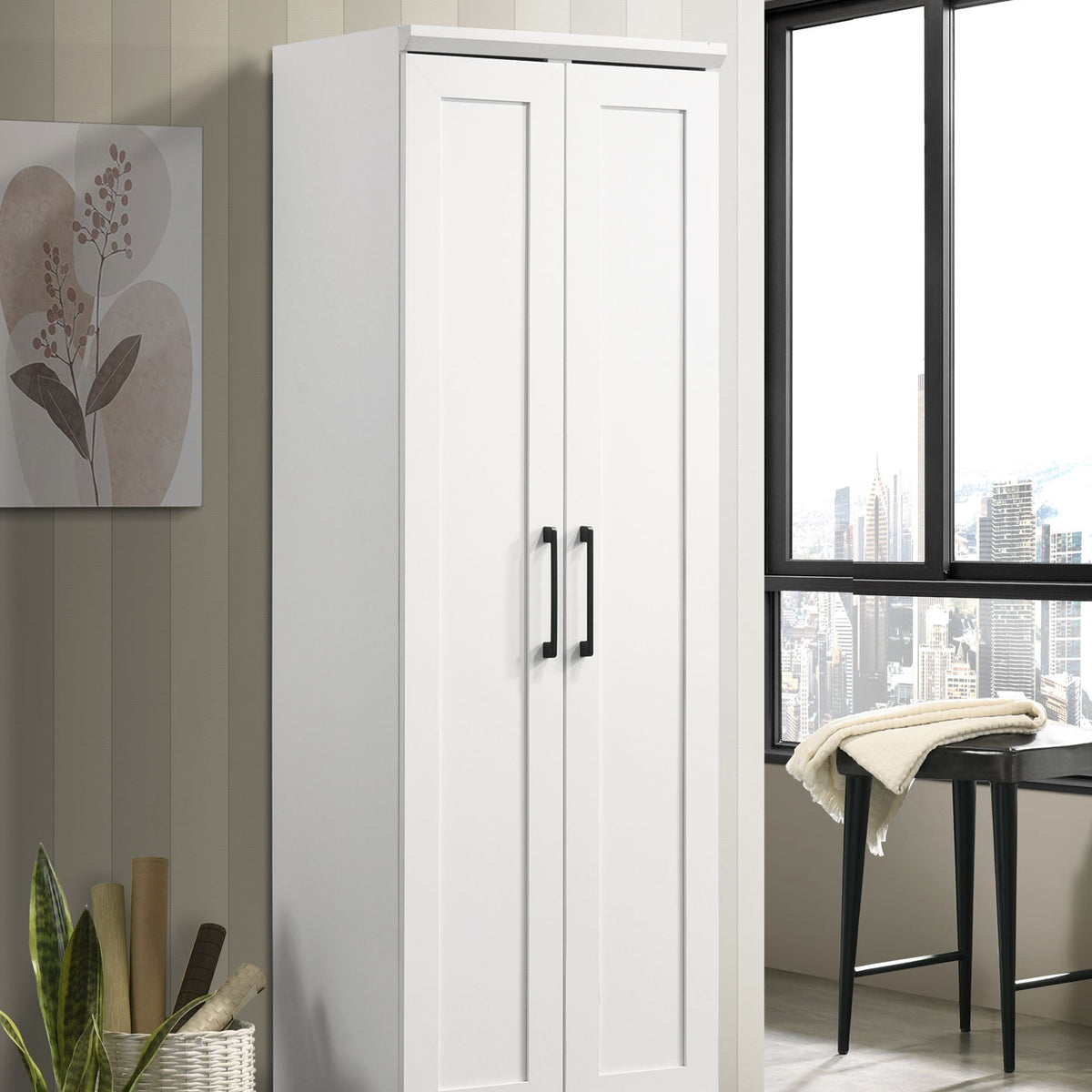 Evelyn - Sleek Storage Cabinet With Framed Panel Design - White