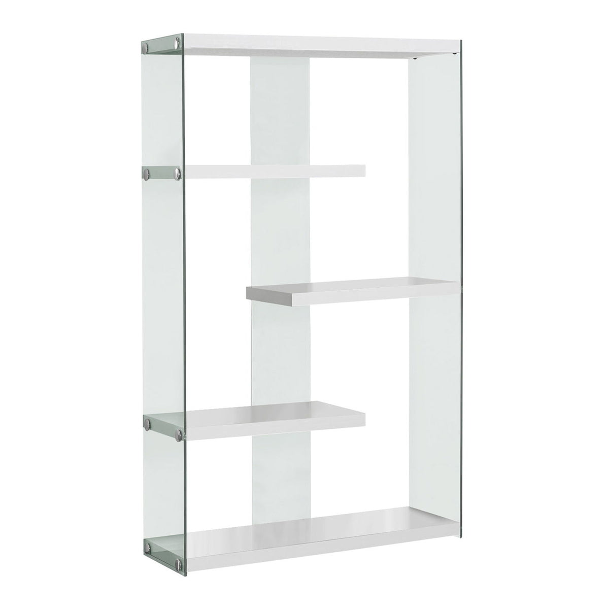 Bookshelf, Bookcase, Etagere, 5 Tier, Office, Glossy Contemporary & Modern - White