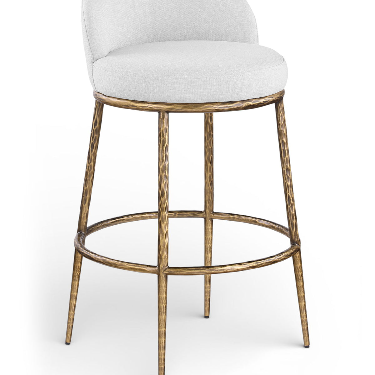 Ferro - Performance Fabric Upholstered Bar Stool - Antique Brass