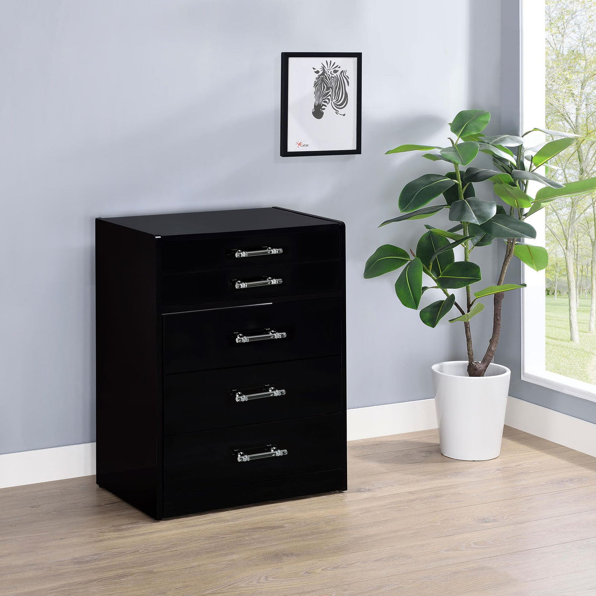 Danbury 3-drawer Makeup Vanity & Stool Set Black High Gloss