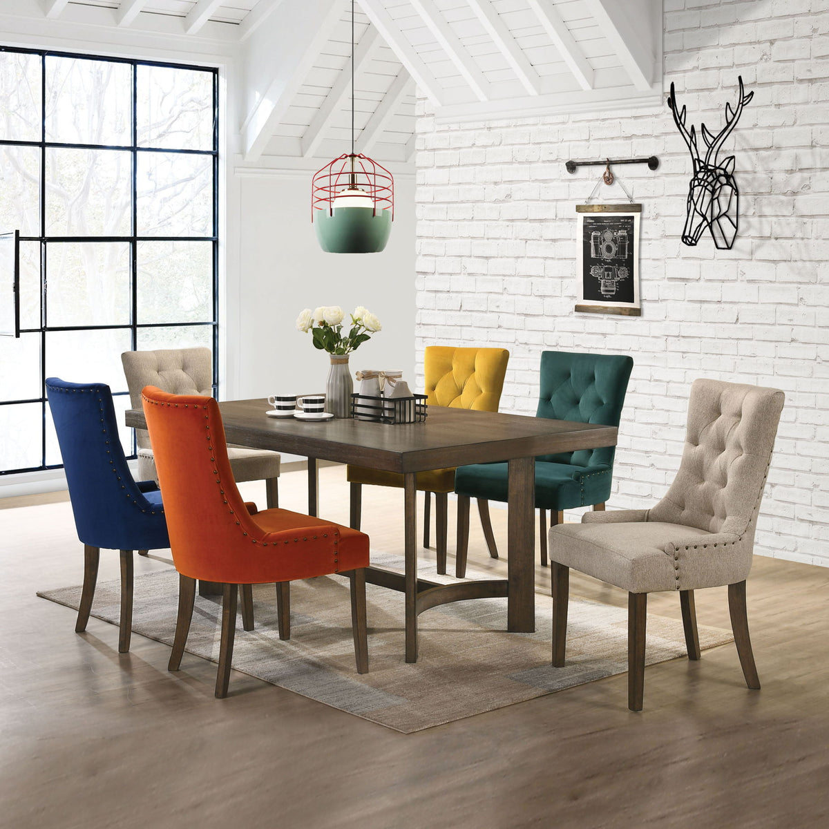 Farren - 11 Pieces Dining Room Set - Multi / Oak