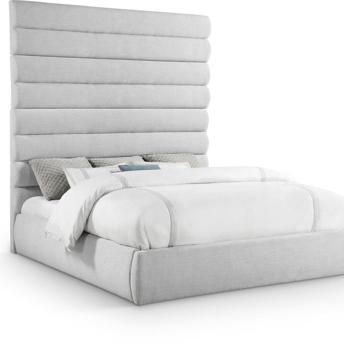 Adam - Linen Fabric Bed With 89" Headboard