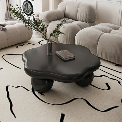 Cloud-Shaped Coffee Table Sphere Legs Black 35-inch