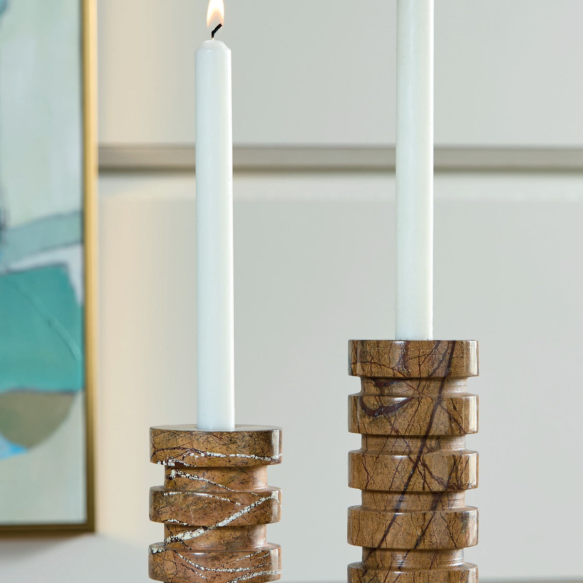 Emsleyfield - Candle Holder Set (Set of 2) - Tan