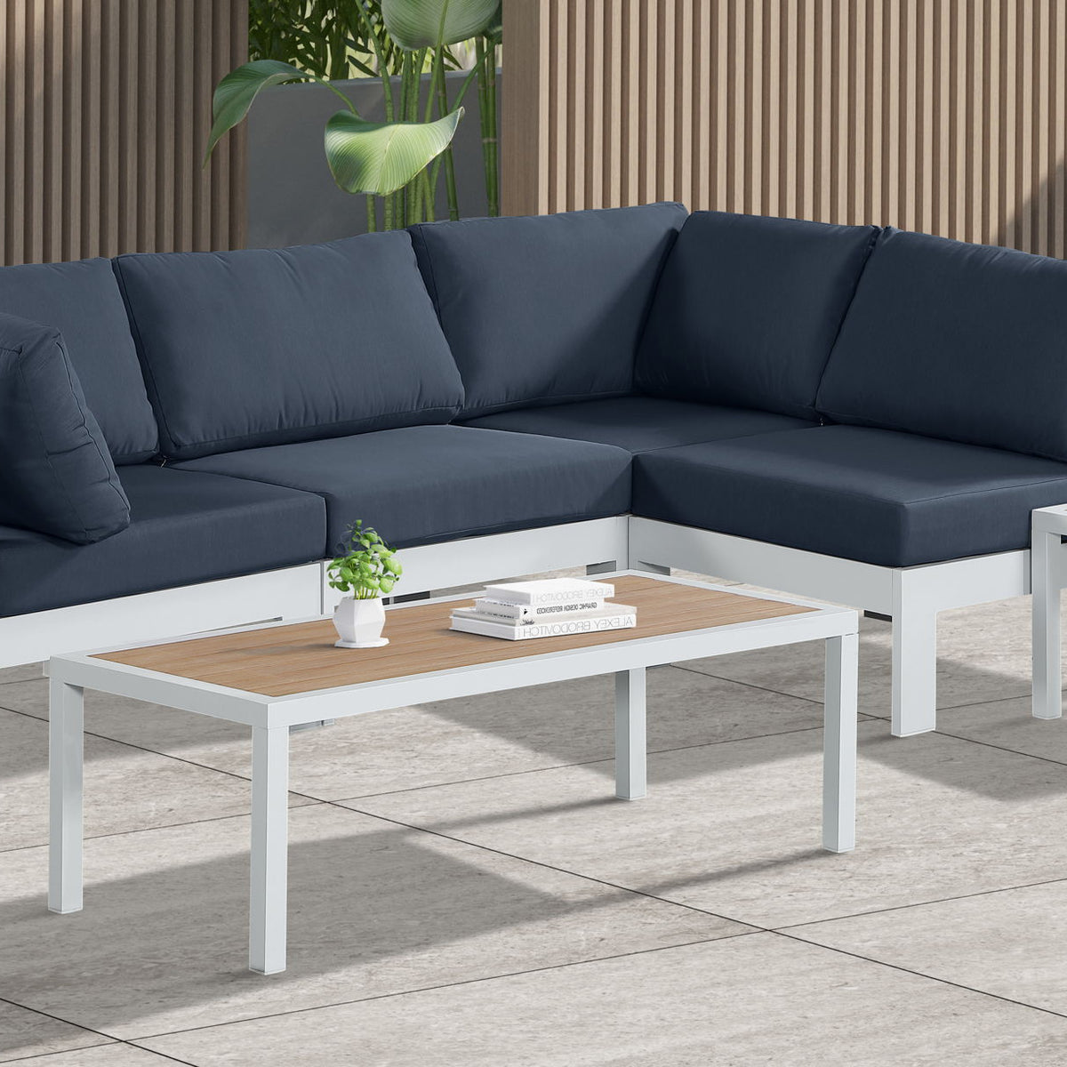 Nizuc - Outdoor Patio 4 Piece Modular Sectional With White Frame