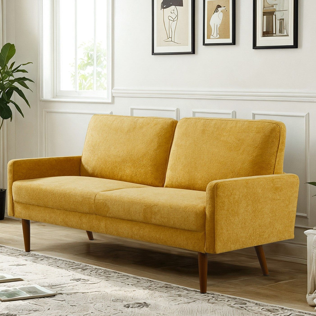 Sofa, European Style With Sleek Design, Modern & Vintage Flair, Upholstered 3 Seater Couch
