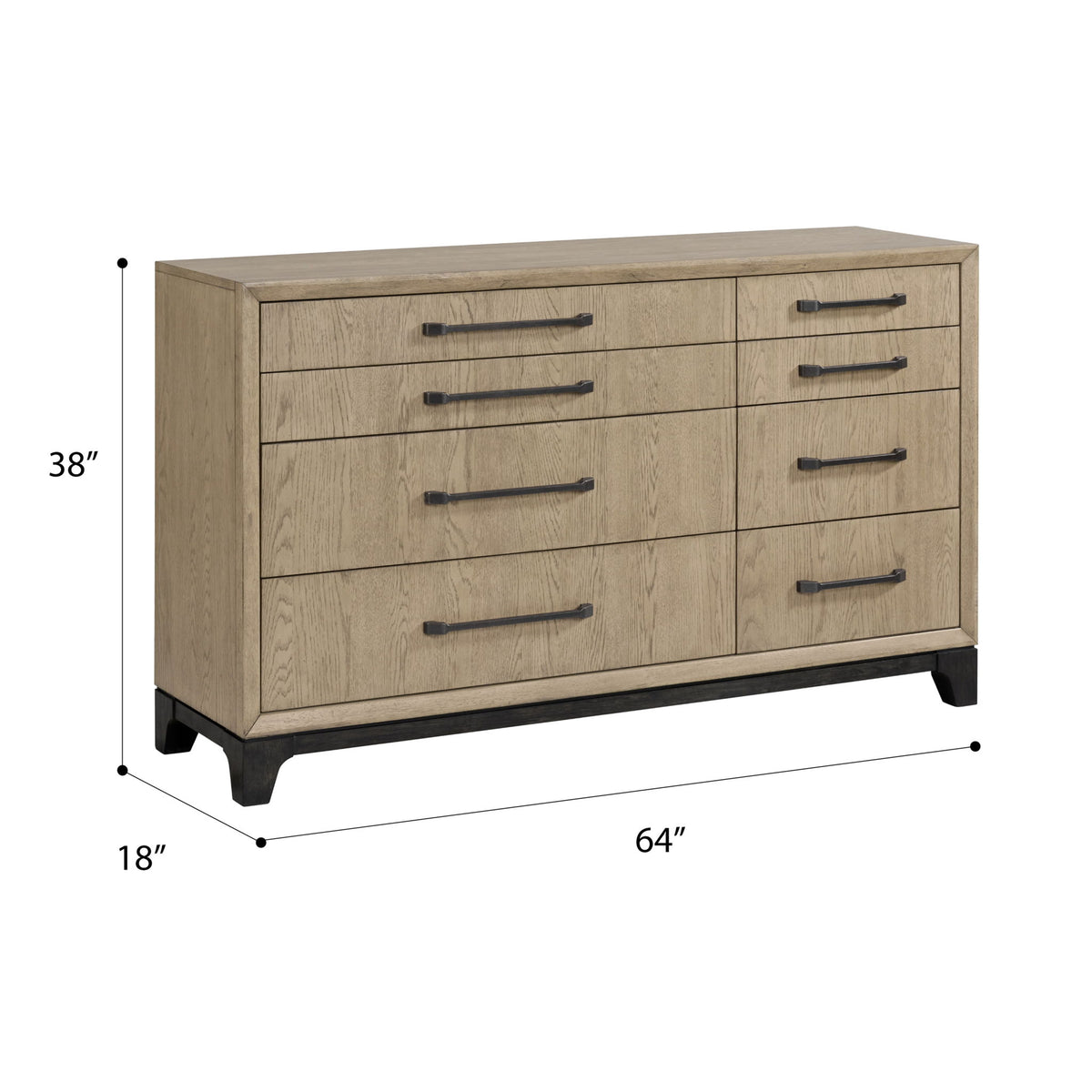 8 Drawer Dresser With Feet And Pulls - Brown