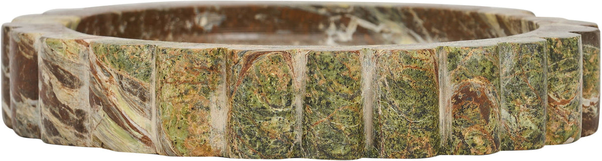 Ricardo genuine marble tray rim, green veined scalloped edge
