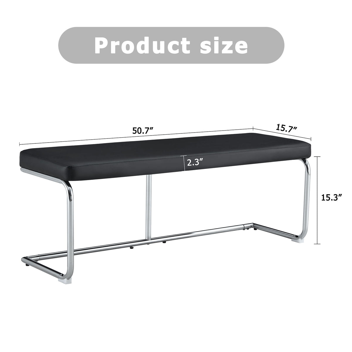 Shoe Changing Bench With Silver Metal Legs For Versatile Use - Black