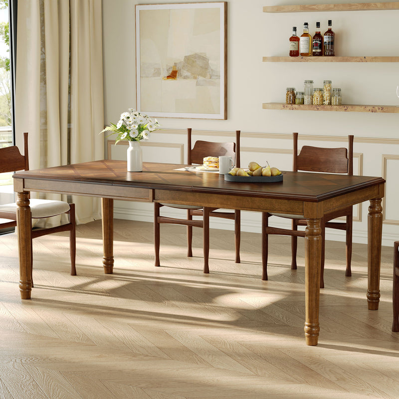 Rectangular Dining Table With Framed Top And Turned Legs - Walnut