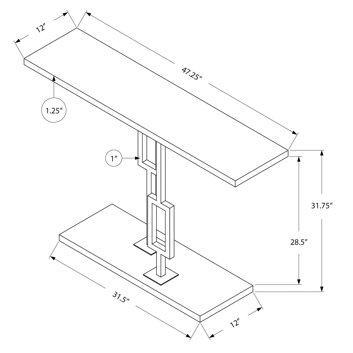 Console Accent Table, Narrow For Living Room