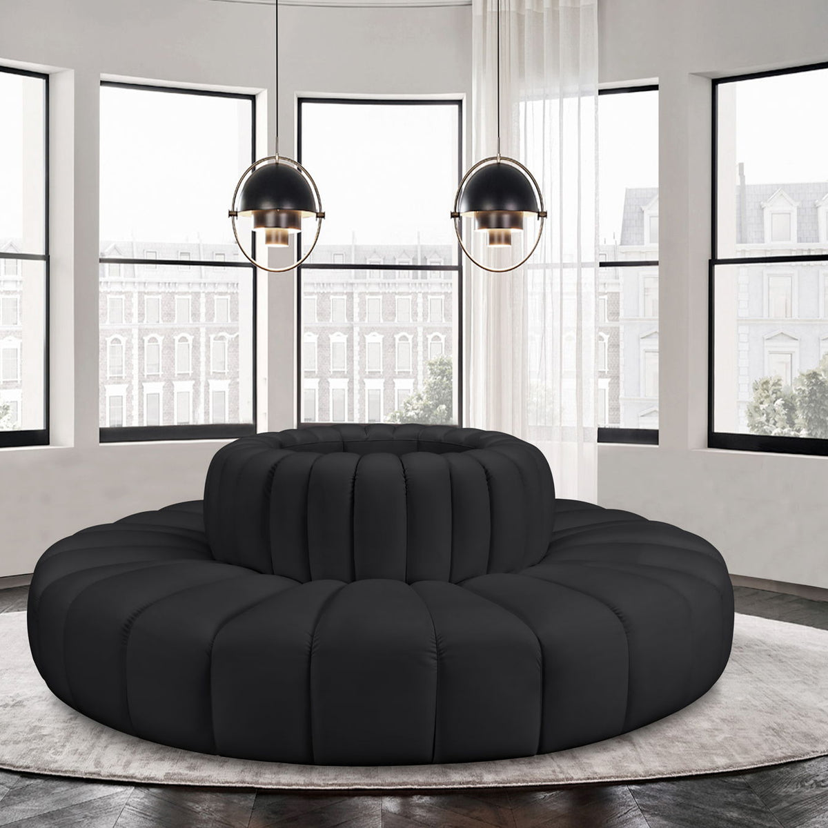 Arc - Faux Leather 8 Piece Round Modular Sofa