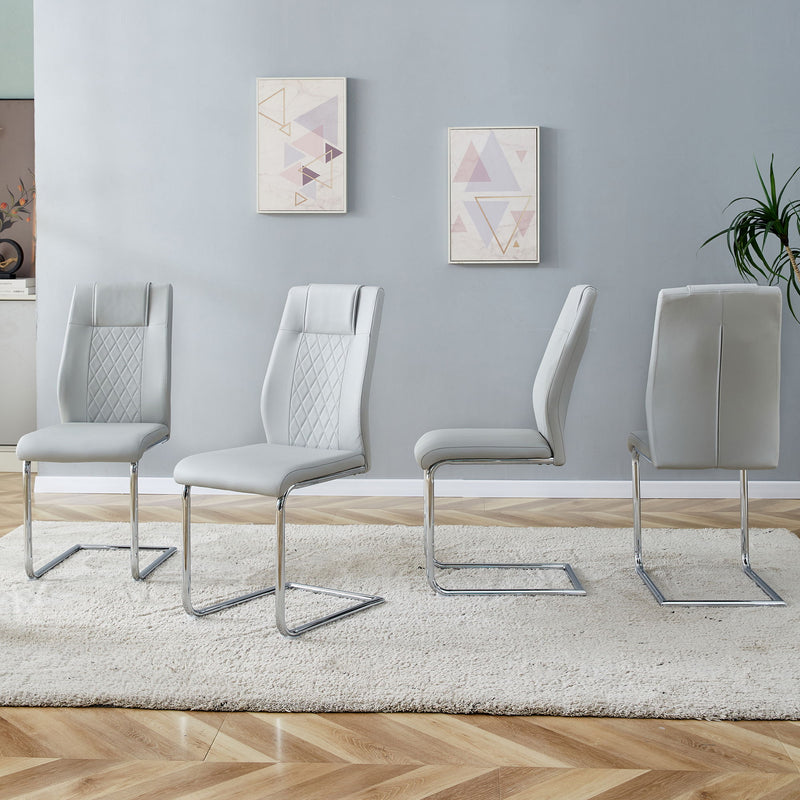 Modern Dining Chairs With Padded Seat, Metal Legs