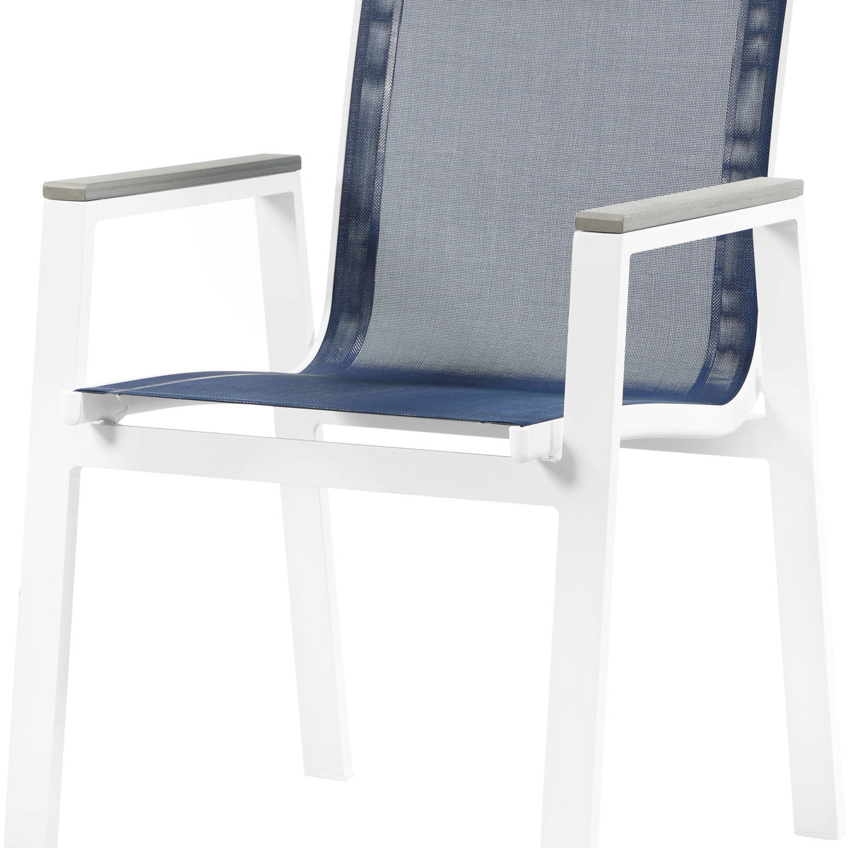 Nizuc - Outdoor Patio Dining Arm Chair With White Frame And Gray Arms (Set of 2)