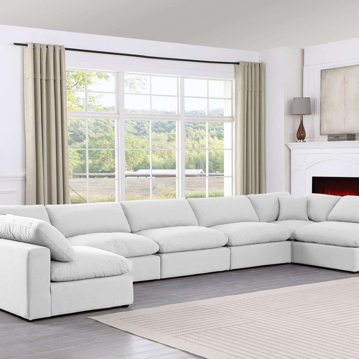 Comfy - 7 Piece Linen Modular Armless Sectional
