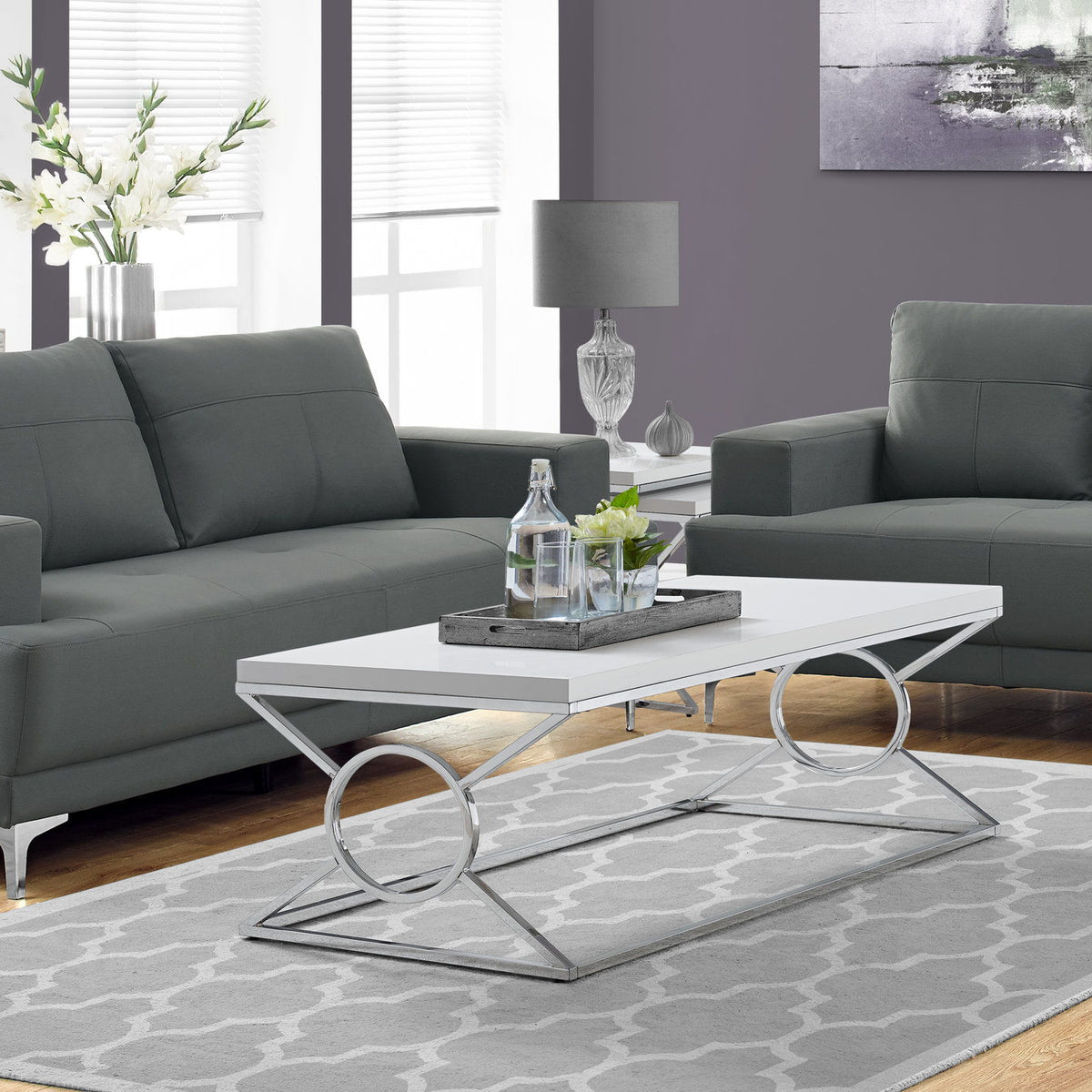 Table, Rectangular, Glossy Contemporary & Modern - White