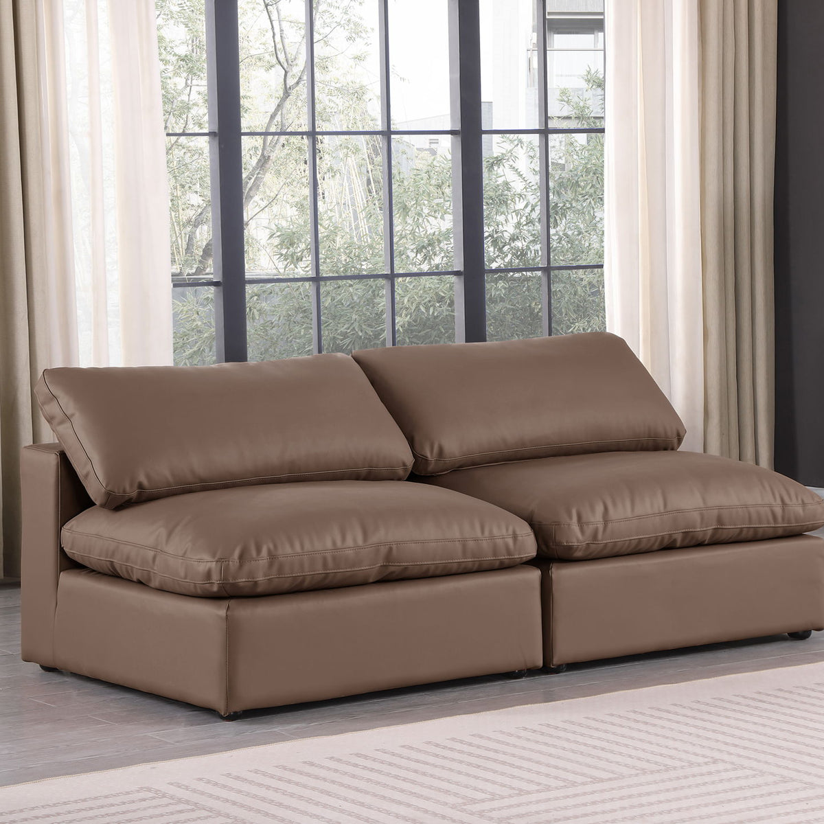 Comfy - Faux Leather Modular Armless Sofa 2 Seats