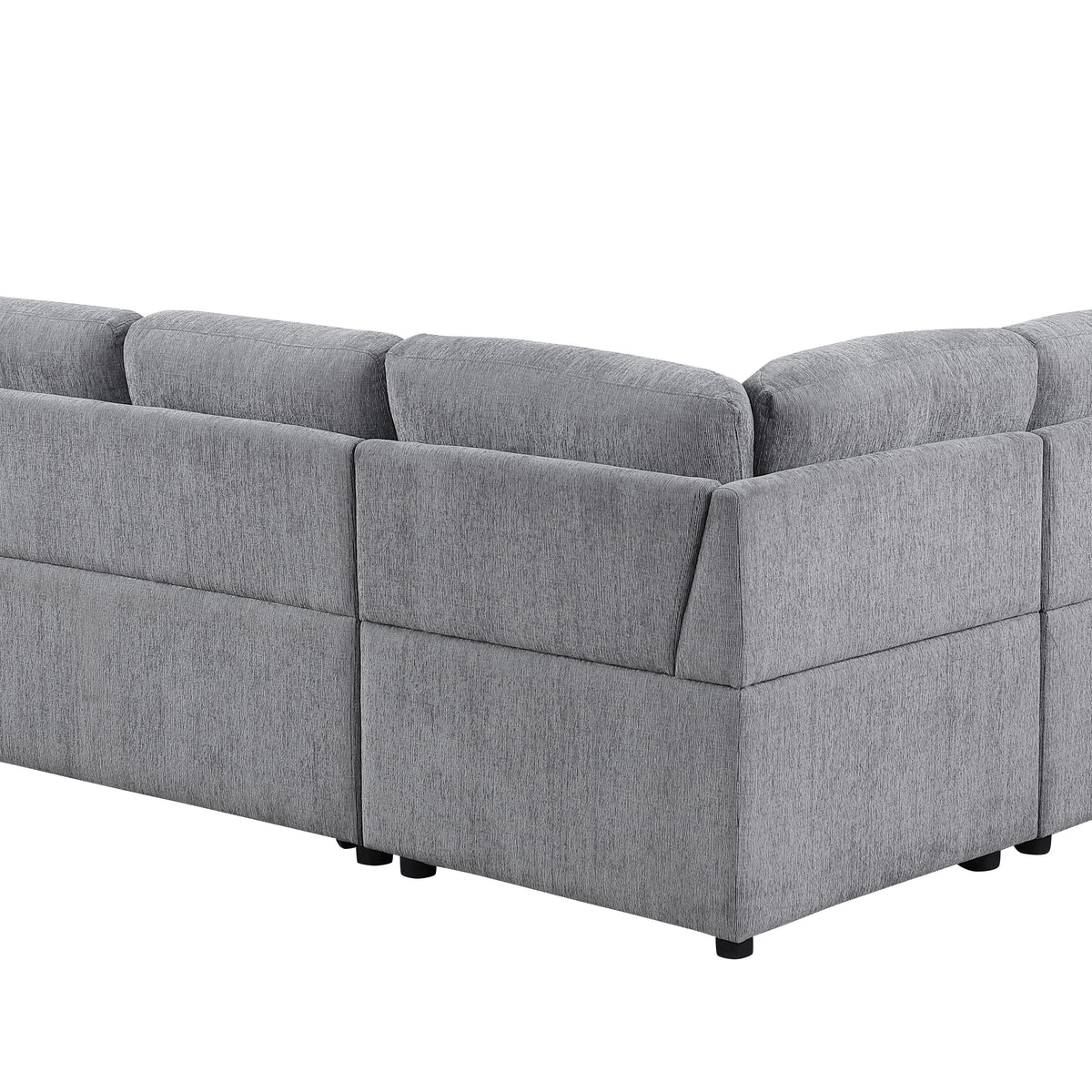 Nyhan - Upholstered Corner Sectional With Pull Out Loveseat And Storaged Chaise - Light Gray