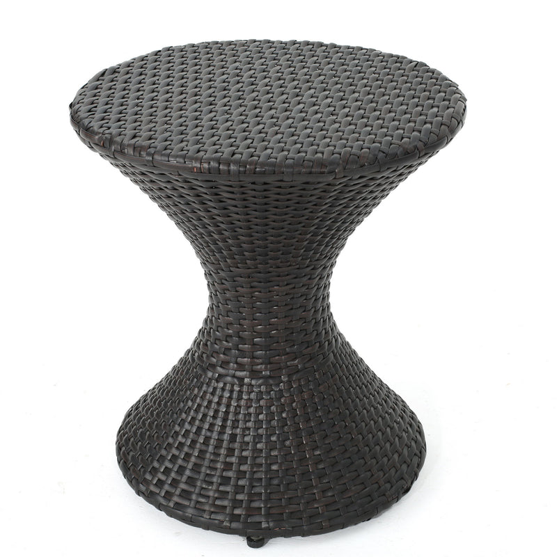 Highest Quality Wicker Hourglass Shaped Side Table - Brown Multi
