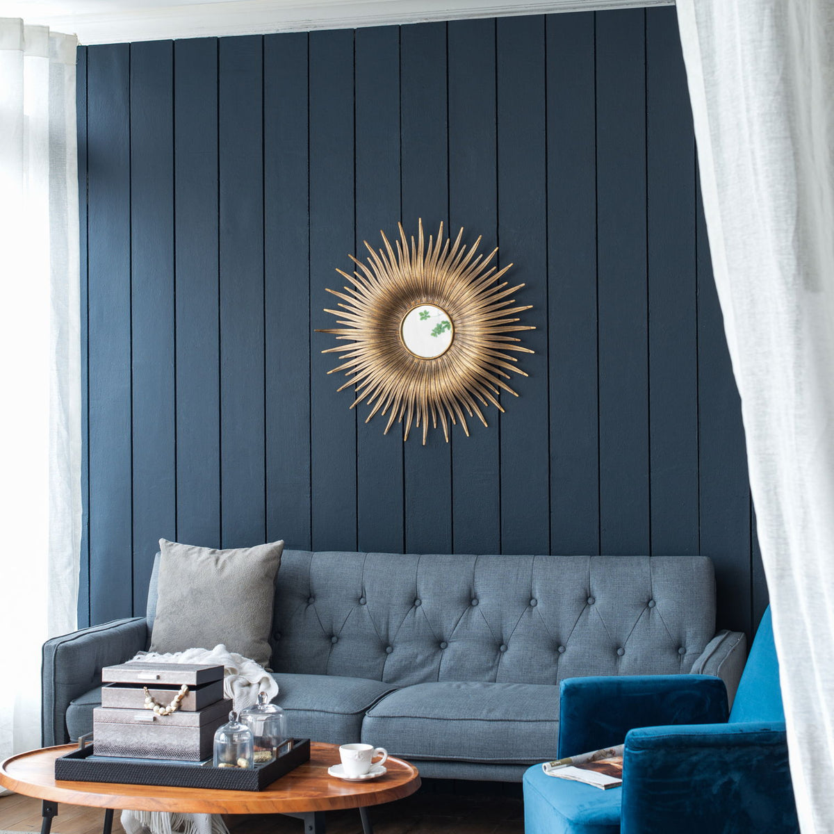 Retro DesignSunburst Metal Wall Mirror Decorative Mirror For A Bedroom Dressing Room, Hallway Or Living Space - Gold