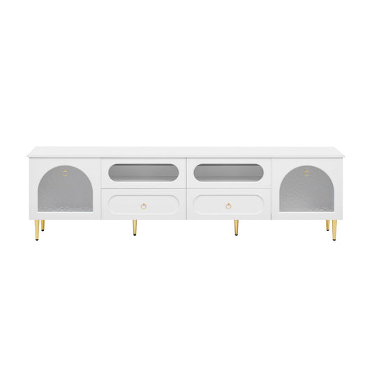 Retro TV Stand With 6 Metal Legs, 2 Cabinets, 4 Drawers And Anti-Tip Device