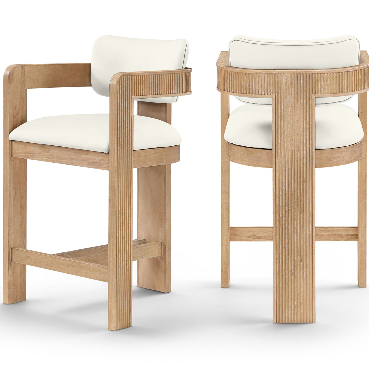 Sacha - Vegan Leather Upholstered Counter Stool With Natural Base